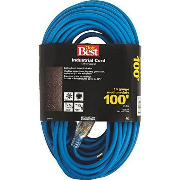 Do it Best 100 Ft. 16/3 Industrial Outdoor Extension Cord RL-JTW163-100-BL
