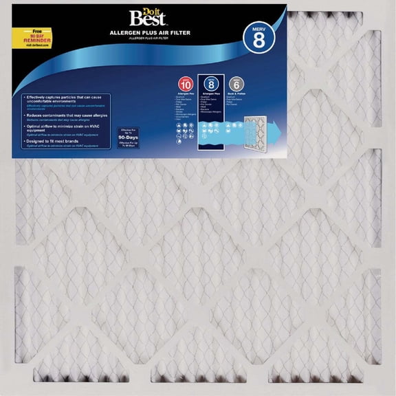 Do it Best 16 In. x 25 In. x 1 In. MERV 8 Furnace Filter (12-Pack) 490775