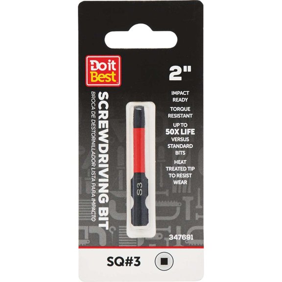 Do it Best 2 In. Square #3 Impact Ready Screwdriver Bit QJDIB-SC-021