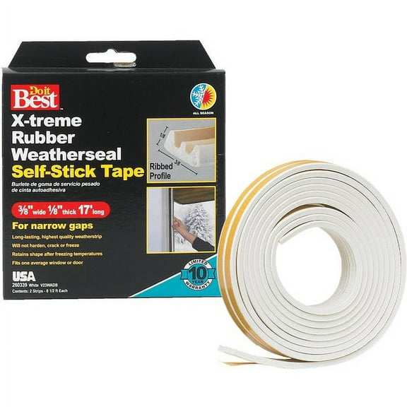 Thermwell V23WADB Best X-Treme Rubber Weather Seal Tape, 1/8X3/8 X17'