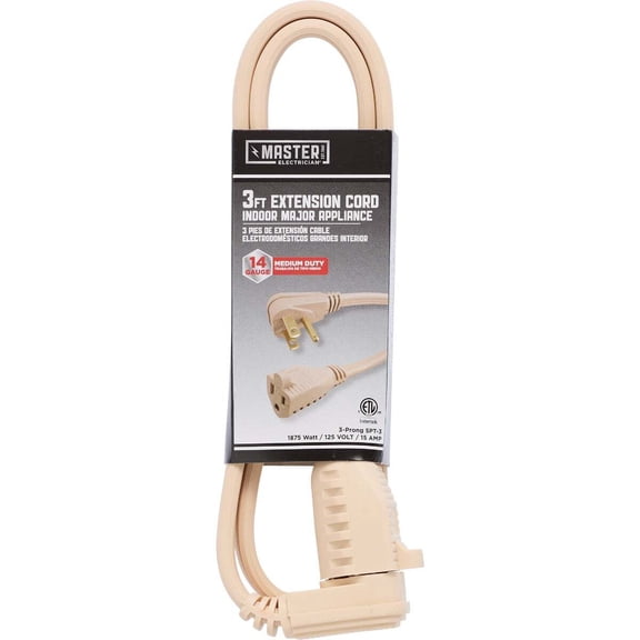 Woods 3 Ft Appliance Cord AC-PT3143-3-BG - Heavy Duty 15A 125V - Beige