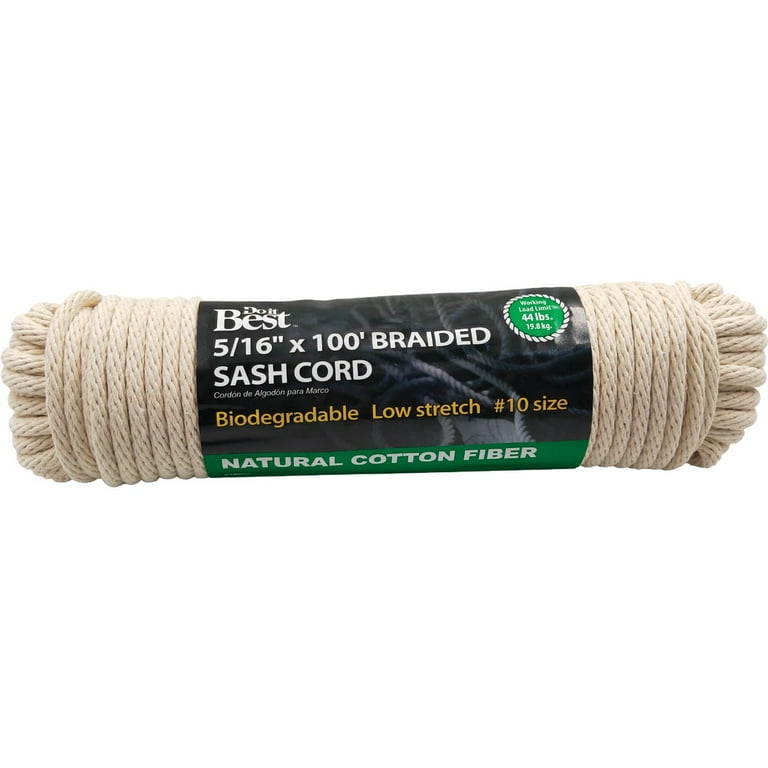 The Cordage Source 3/16 in. D X 100 ft. L White Braided Cotton Clothesline Rope The Cordage Source 3/16 in. D X 100 ft. L White Braided Cotton Clothesline Rope