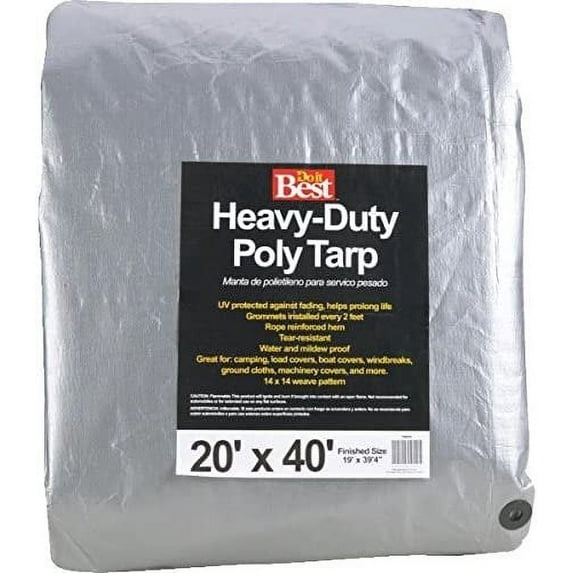 Do it Best 768609 Heavy-Duty Poly Tarpaulin, 20X40, Silver