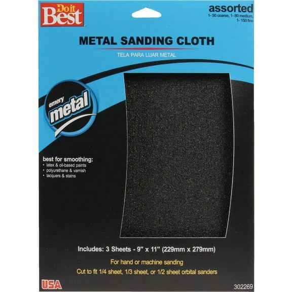 Do it Best 9 In. W x 11 In. L Assorted Grit Emery Cloth (3-Pack) 4447004