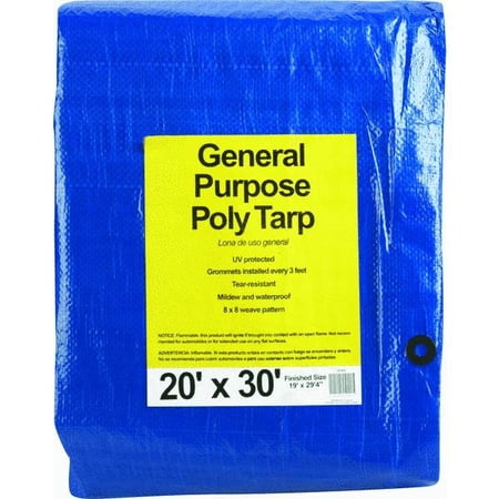 Do it Best Tools Blue Tarp - Woven Polyethylene - 20 x 30 — Interior & Exterior Use, Professional Finish