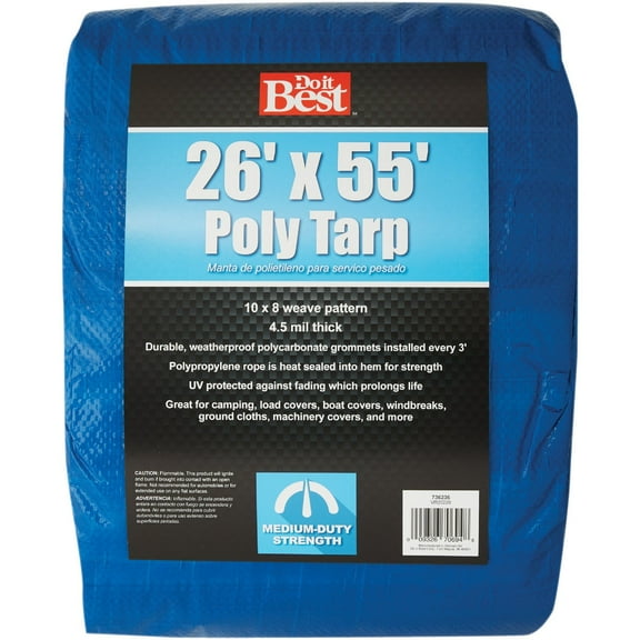 Do it Best Blue Woven 26 Ft. x 55 Ft. Medium Duty Poly Tarp 736236