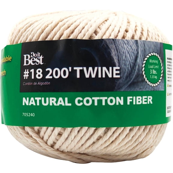 Do it Best Cotton Twine - Twisted, Light Weight, Natural Cotton Twine String - 200 Ft