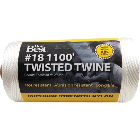 XKDOUS Nylon Twisted Synthetic Twine Number 18 - Durable - #18, 1100 Ft, White