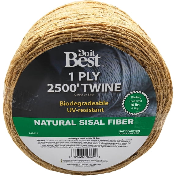 Do it Best Twine Sisal Fiber Twisted - Durable Natural Sisal Twine - Medium Weight, 1 lb