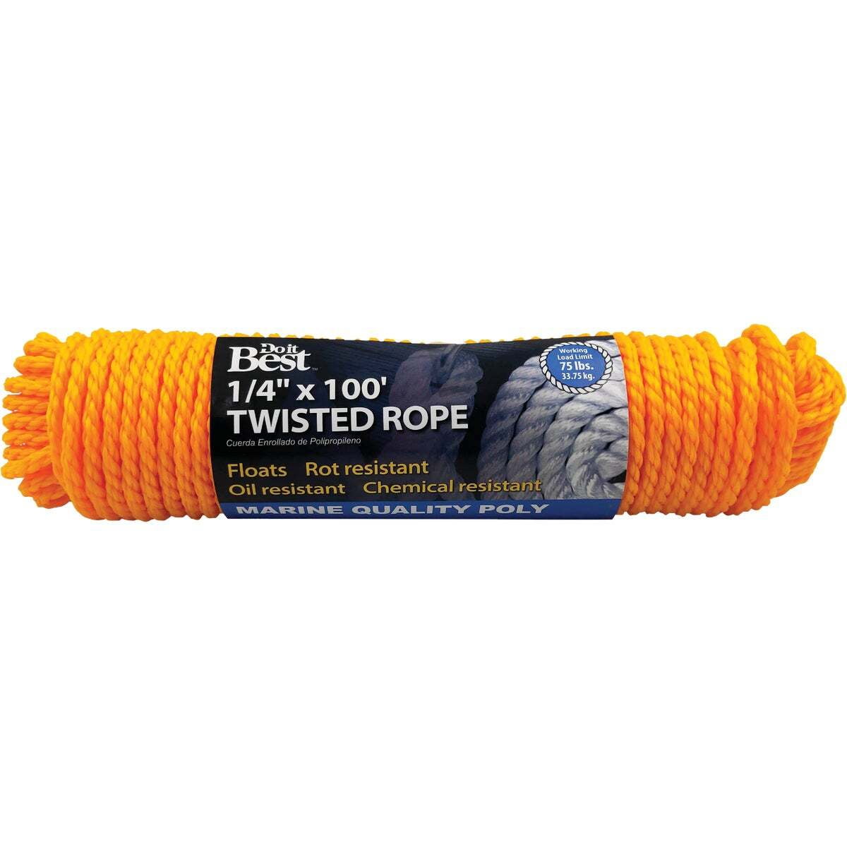 Packaged Rope Do it Best 1/4 In. x 100 Ft. Yellow Twisted Polypropylene Packaged Rope ...