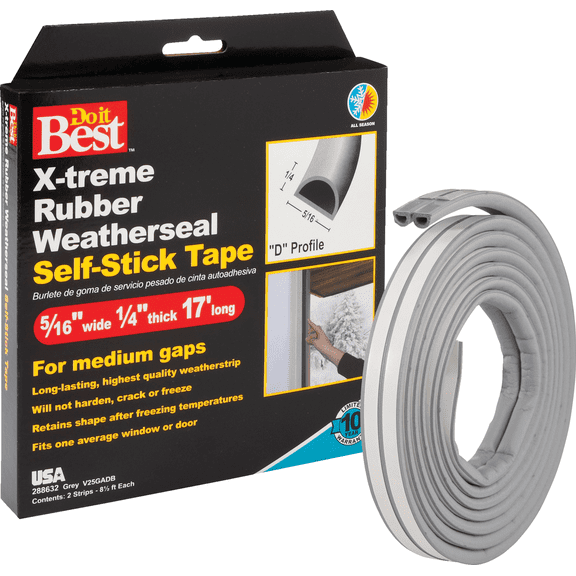 Do it Best EPDM Rubber Weatherstrip Tape - Pack of 2 Residential Use, Standard Application