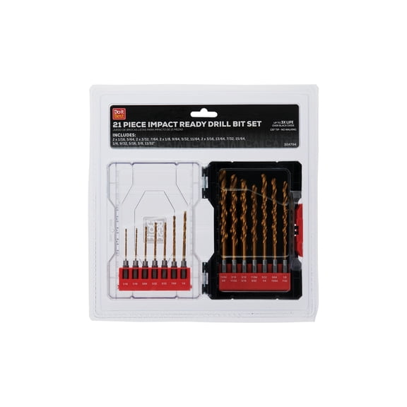 Do it Best Global Sourcing Do it Best 21-Piece Impact Ready Titanium Hex Shank Drill Bit Set - Pack of 10