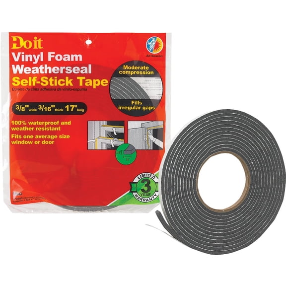 Do it Best Heavy Density PVC Closed Cell Vinyl Foam Weatherstrip Tape - Pack of 2