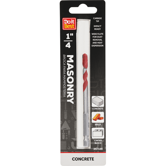 Do it Best Masonry Drill Bit for Concrete - Single Pack  Professional & DIY Use, Standard Battery Platform