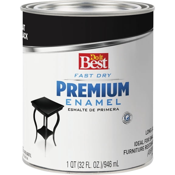 Rust-Oleum Premium Latex Enamel Interior Paint - Black, Enamel Finish, Liquid, 1/2 Pint  Interior & Exterior Use, Professional Finish