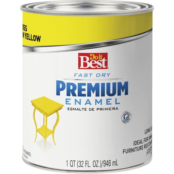Rust-Oleum Premium Latex Enamel Gloss Paint - Liquid, Sun Yellow, 1/2 Pint  Interior & Exterior Use, Professional Finish