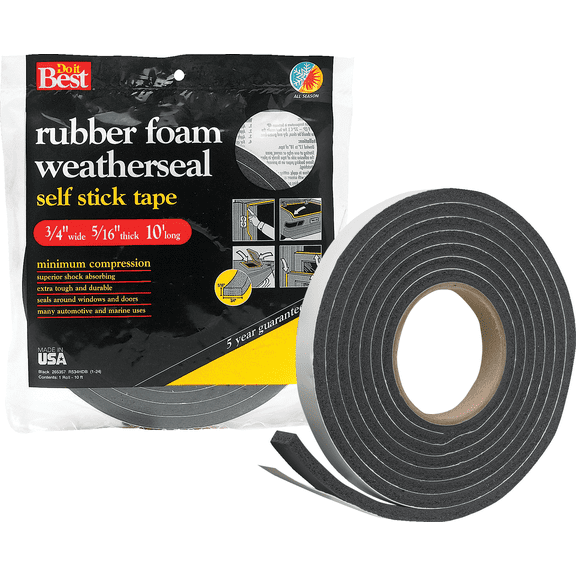 Do it Best Rubber Foam Weatherstrip Tape - Single Pack  Residential Use, Standard Application