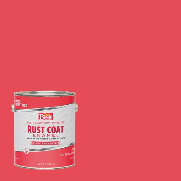 Rust-Oleum Rust Coat Enamel - Durable Gloss Finish - 1 Gal, Bright Red Residential Use, Standard Application