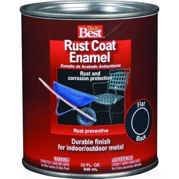 Rust-Oleum Rust Coat Enamel Flat Black - Durable - 1 Pint