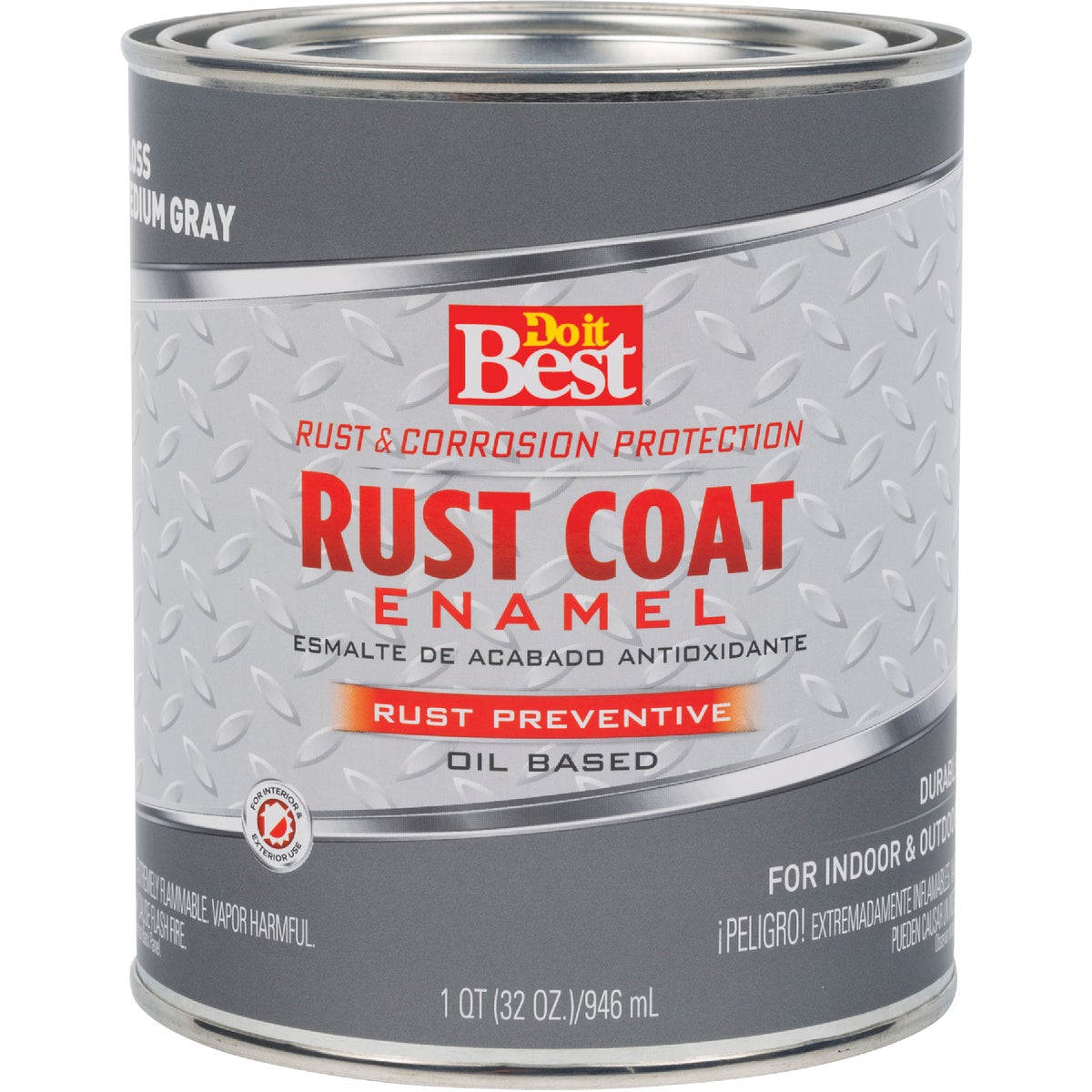 Do it Best Rust Coat Oil-Based Gloss Enamel, Medium Gray, 1 Qt. 203571D