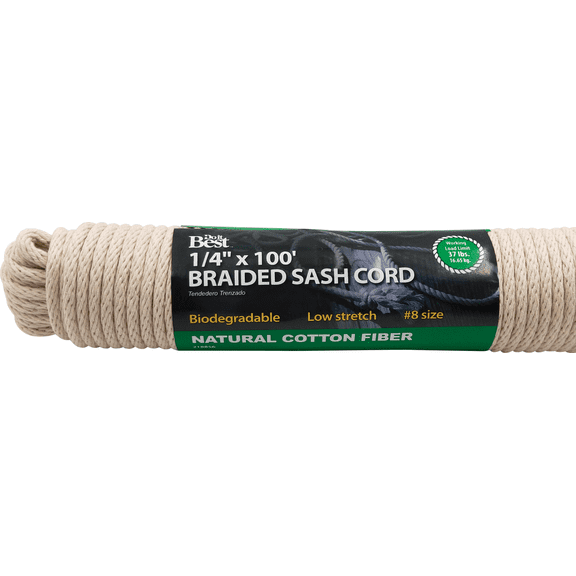 Do it Best Solid Braided Cotton Sash Cord - Single Pack Residential Use, Standard Application