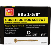 Do it Best Star Drive Flat Head Gold Construction Wood Screws - Pack of 12   Construction & DIY Use, Standard Hardware Spec