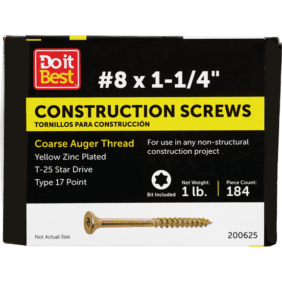 Do it Best Star Drive Flat Head Gold Construction Wood Screws - Single Pack  Construction & DIY Use, Standard Hardware Spec