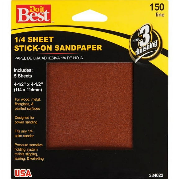 Do it Best Stick-On 150 Grit 1/4 Sheet Power Sanding Sheet (5-Pack) 334022GA