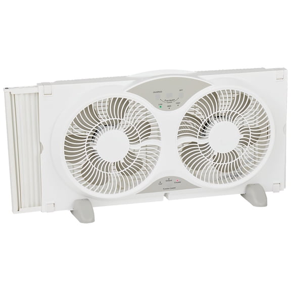 Do it Best Tools Twin Window Fan - 2 Speeds, Corded Electric - White — Residential Use, Standard Application