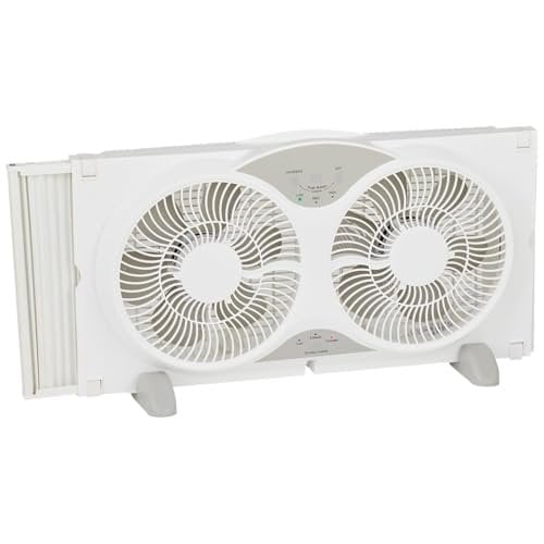 White Twin Window Fan with Three Speed Settings