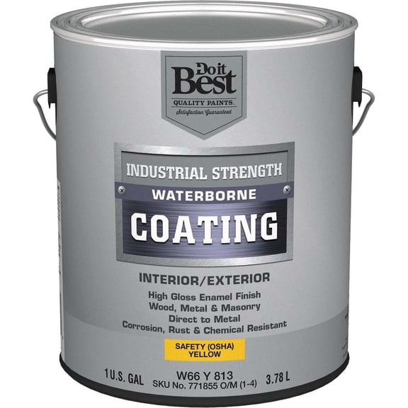 Do it Best Waterborne Industrial Enamel, Osha Yellow, 1 Gal. W66Y00813-16