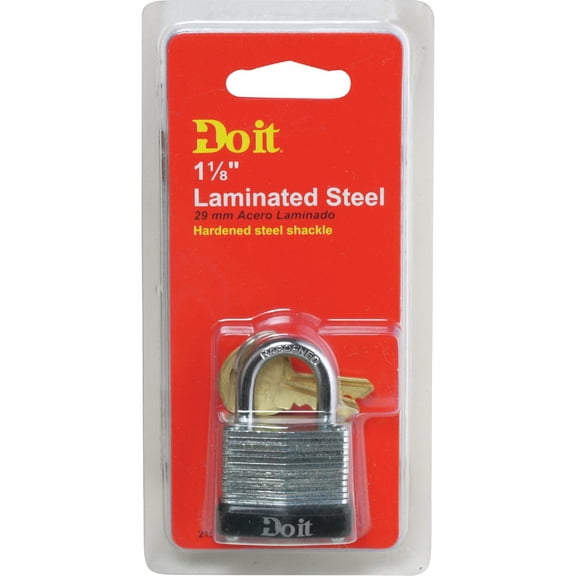 Master Lock Laminated Steel Padlock - Hardened Steel, 2 Keys, Multicolor, 1-1/8 In.
