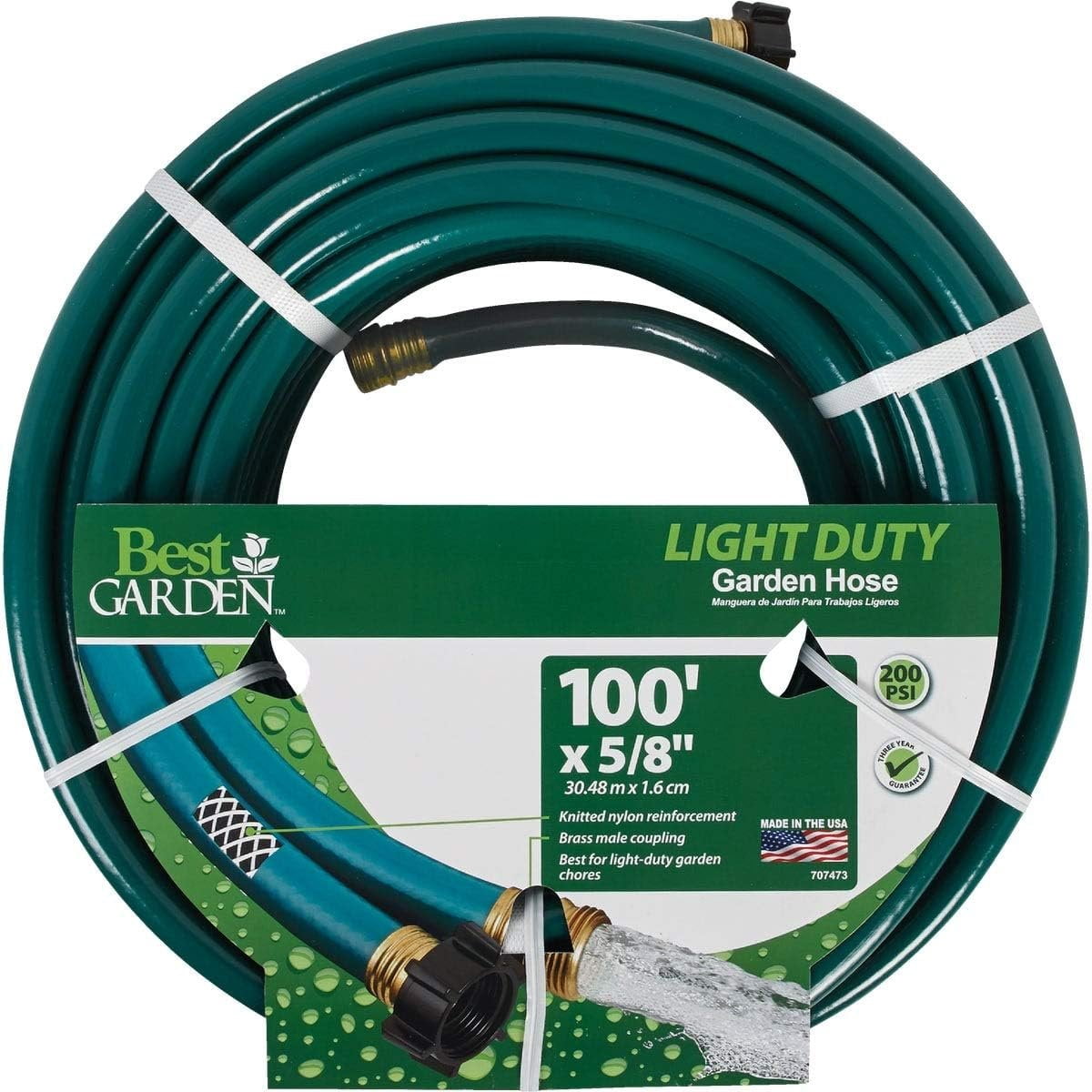 Flexon Light Duty Garden Hose - Vinyl, 200 PSI - 100 Ft, Green — Garden & Landscape Use, Standard Connection
