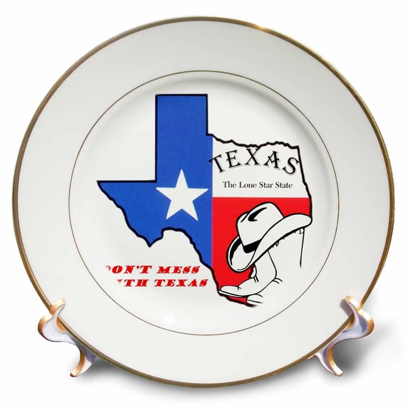 3dRose, Do not Mess With Texas, 8 inch Porcelain Plate