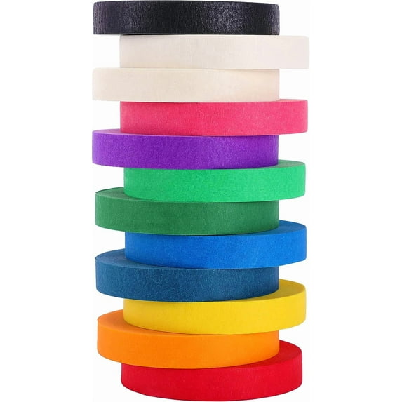 DOAY 12 Pack Colored Masking Tape - Painters Tape 0.50 Inch Wide - Multi-Surface, Multi-Color, Bright Colors - 540FT Total - Paint Tape for DIY, Labeling, Art, Car, General Purpose (#3910)