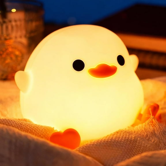 DoDo Duck Night Light, Cute Duck Lamp, Silicone Dimmable Nursery Nightlight, Rechargeable LED Bedside Lamp with 20 Minutes Timer & Tap Control Baby Girls Women Bedrooms, Living Room