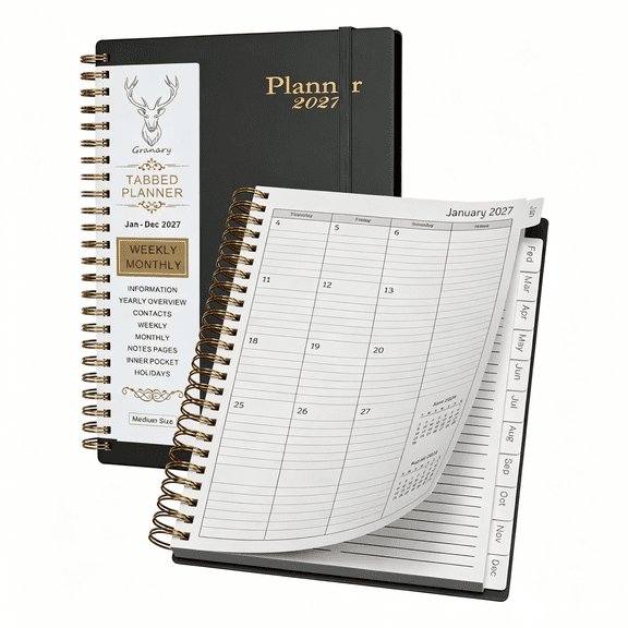 DoDoMagxanadu 2027 Academic Planner, 6.1" x 8.5" Monthly Planners & Appointment Book, Spiral Bound with Tabs,Jan 2027 - Dec 2027