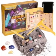 DoDoMagxanadu Gemstone Dig Kit, 16 Real Gem Excavation Kit Dig up 16 Real Gems Stones Mega Gems, STEM Science Kits Excavate Toys for Girls Boys,Easter Basket Stuffers