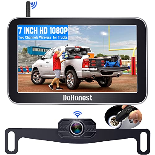 DoHonest Wireless Backup Camera with 7 Inch Monitor System HD 1080P