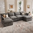 thumbnail image 1 of DoMaDing U Shaped Modular Sectional Sofa, 116" Couch with Movable Ottoman, Comfy Chenille Sofa with Pillows for Living Room, Sturdy Frame, Dark Gray, 1 of 7