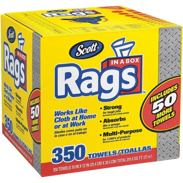 Doaaler(TM) Scott Shop Rags In A Box 350 Count White Soft and Low in ...