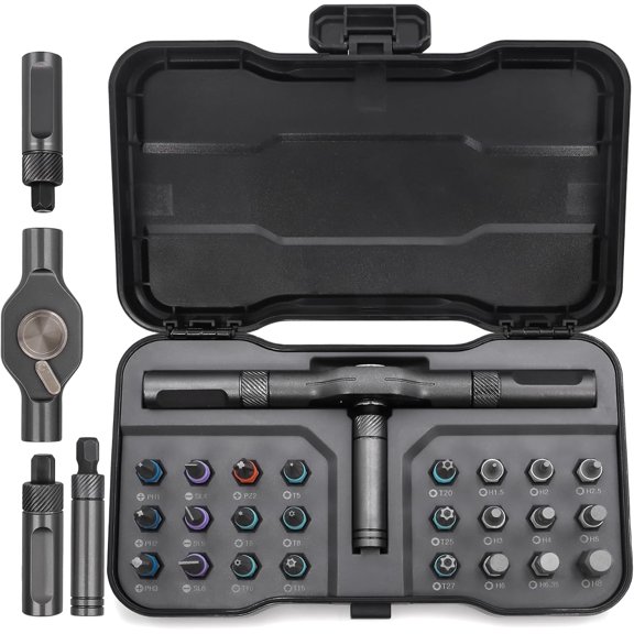 Doaho 24 in 1 Magnetic Ratchet Screwdriver Set,Mini Switchable Screwdriver Set with Detachable Ratchet Handle,Portable Repair Driver for Furniture Computer Bicycle Electronics Home Improvement
