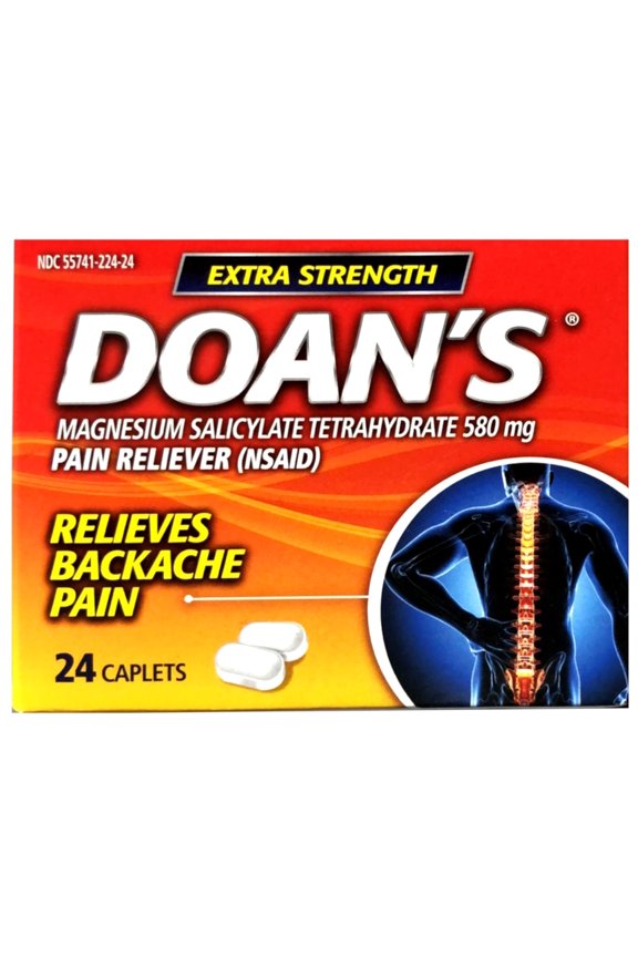 Doans Backache Pain Reliever Caplets NSAIDs with Extra Strength 580 mg 24 Count