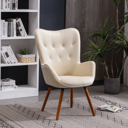 Doarnin 1-Piece Contemporary Silky Velvet Tufted Button Back Accent Chair with Solid Wood Frame and Non-Slip Pads