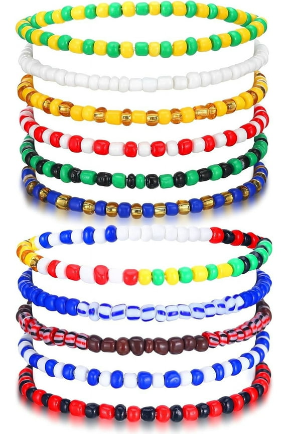 11 Pcs Ilde Pulseras Santeria Handmade Un X Stretch Bracelet Tobillera Iyawo Babablawo Orula Shango Obatala Ele Ua Ogun Ochosi Oshun Yemaya Oya San Seven African Powers[o3047]