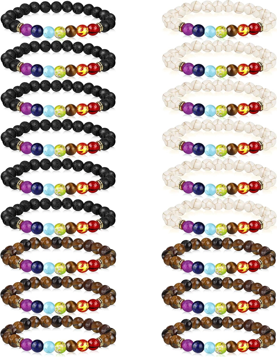 YGLINE 7 Chakra Bracelet - Real Stones & Leather Wrap Healing Jewelry For Women & Men - View #4
