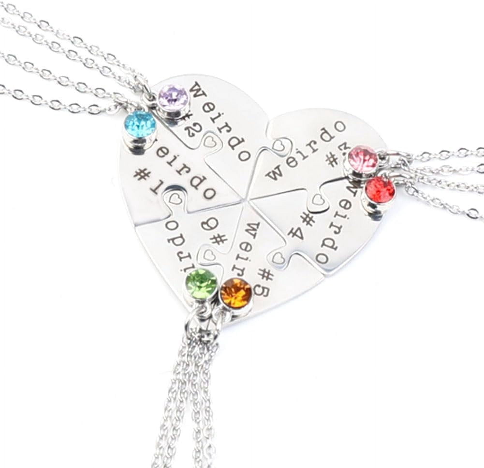 Weirdo 1 Weirdo 2 Weirdo 3 BFF Necklace Set For 3 Friends - Stainless Steel Heart Pendant Friendship Jewelry Gifts