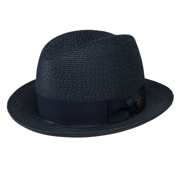 Dobbs Men's Madison Millan Braid Fedora Hat (Navy, 7 3/8)