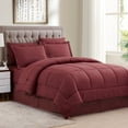 thumbnail image 1 of Dobby Stripe 8 Piece Bed in a Bag Bedding Set Includes Bed Sheets and Bed Skirt, King - Burgundy, 1 of 5