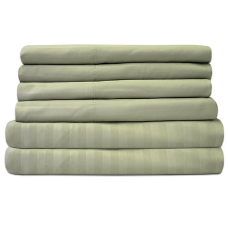 Dobby Stripe Sheets - 4 Piece 1500 Supreme Collection Fine Brushed Microfiber Deep Pocket Sheet Set - Sage, Twin